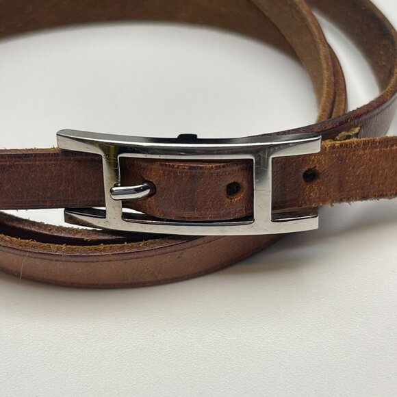 Hermès Vintage Hapi 4 Tours Leather Bracelet w/ Palladium Plated Buckle-Preowned - Picture 9 of 10